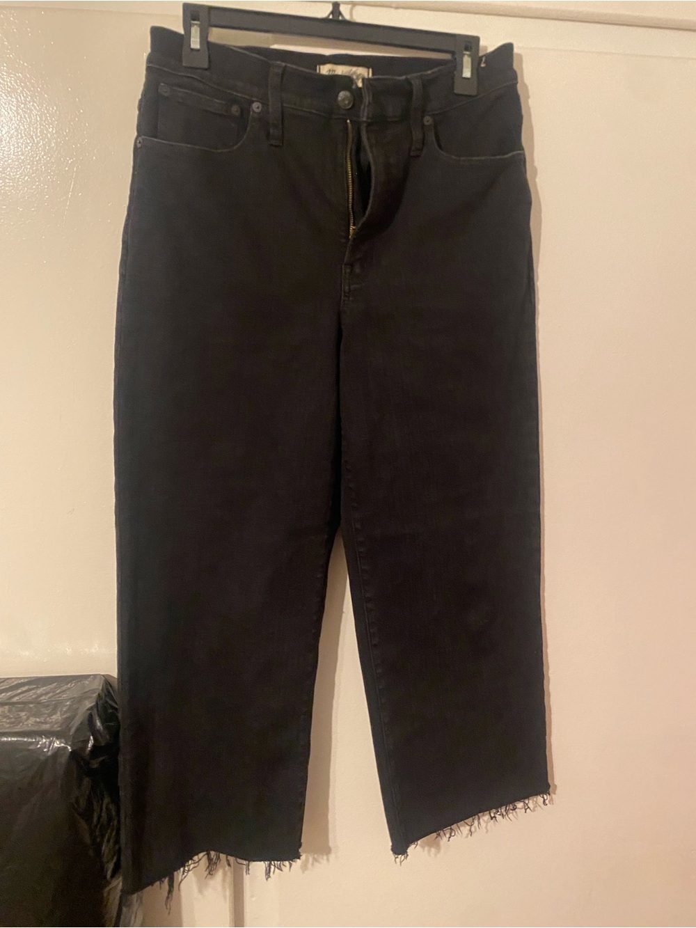 Madewell Black High-Rise Straight Crop Jeans